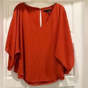 WHBM Orange V-Neck Blouse, Size M